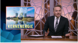 Lubach pleit in zijn tv-show voor kernenergie.