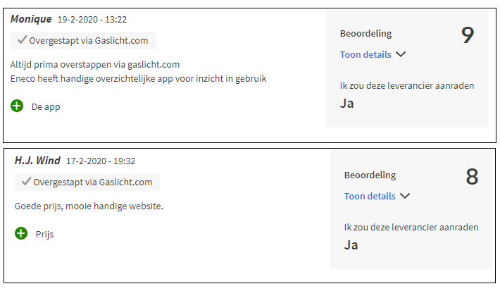 Eneco review met pluspunten
