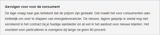 lage gasprijs maakt overstappen aantrekkelijk